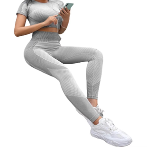 Conjuntos de Yoga profesionales personalizados para mujer, mallas para correr para mujer, 2 uds., tela deportiva de secado rápido, conjuntos de Fitness para gimnasio transpirables - Product Image 4