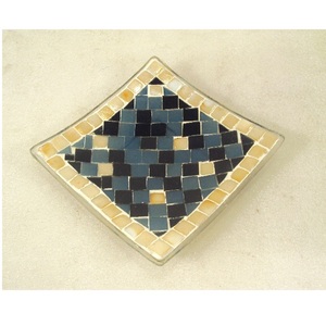 <b>Red</b> Color Mosaic Finished Glass Taper Plate Round Shape Taper <b>Candle</b> Holder Plate For Home Dining Table Party Decorative - Product Image 6