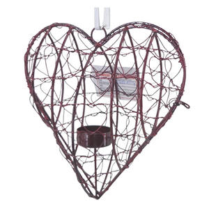 Ornements suspendus en forme de cœur avec support de lampe à thé Décoration de lavage blanche Personnalisée à la main en gros en vrac - Product Image 1