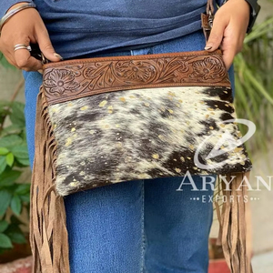 Vente chaude nouveau concepteur usiné à la main frange sacs à main cheveux sur peau de vache sculpture sacs à bandoulière pour femmes multi-usages sacs de luxe élégants - Product Image 1