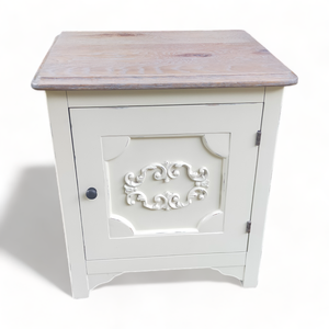 Mesitas de noche de madera de caoba desgastadas talladas antiguas, parte superior de roble rústico, mesita de noche Vintage para dormitorio, muebles, mesitas de noche blancas - Product Image 5