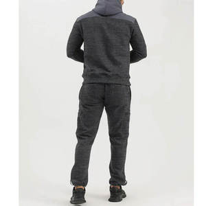 Ensemble de survêtement unisexe d'hiver deux pièces coupe-vent 100% coton, ensemble de sport, veste doublée de maille, pantalon en tissu polaire, personnalisé - Product Image 2