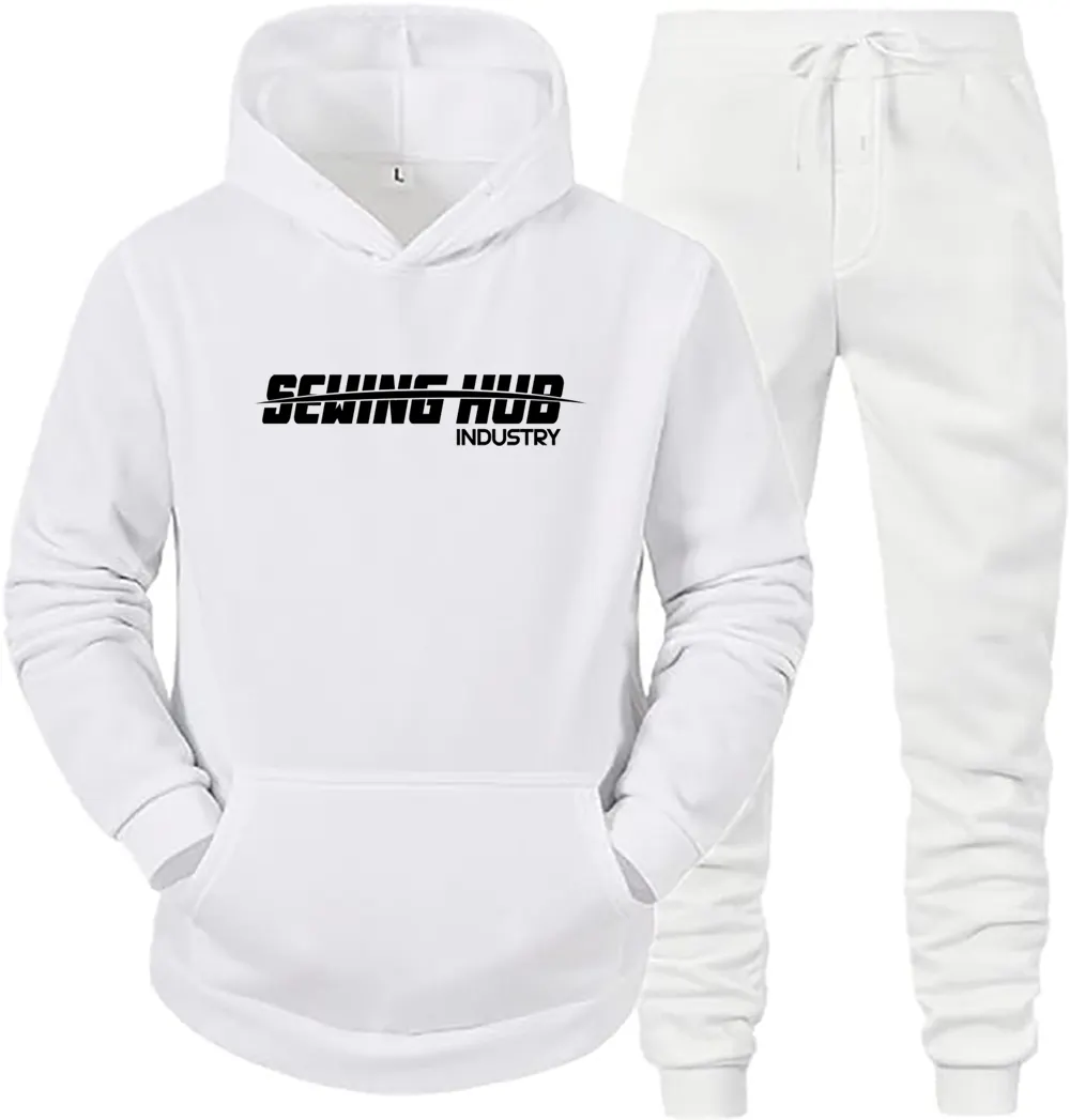 100% Set Sweatpants katun dan Hoodie kustom setelan tracksuit untuk pria Sweatsuit kosong pakaian keringat Jogging pria Set