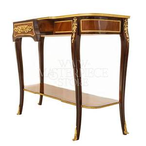 Table console classique de luxe en bois avec des détails en laiton orné - Product Image 3