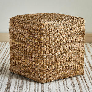 Venta al por mayor seagrass PUF taburete para la parte superior de la sala de estar taburetes seleccionados Estilo nórdico Boho otomano de paja - Product Image 5