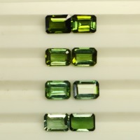 Safir Hijau Alami Potongan Cushion, Terolah Panas, Dipoles, Set 4 Pasang 7X5, 2 Pasang 9X7