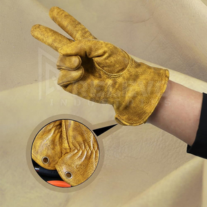 Gants de course en cuir ciré jaune pour homme, style motard premium, protection sportive pour les motards et les cyclistes - Product Image 3