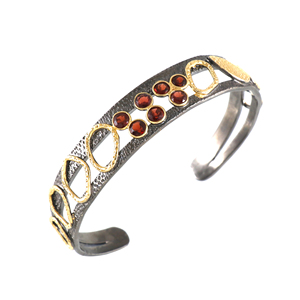 <b>Silver</b> Gold Plated Garnet <b>Bracelet</b> for Women's Wedding Engagement Party Occasions - Product Image 1