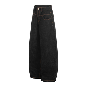 <span class=keywords><strong>Jeans</strong></span> in Denim Grezzo Nero Stile Americano con Taglio Curvo per Uomo e Donna, Pantaloni <span class=keywords><strong>Larghi</strong></span> e Comodi per Coppie, Pantaloni <span class=keywords><strong>Lunghi</strong></span> - Product Image 4