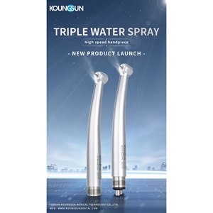 Pièce à main LED haute vitesse avec triple système d'hydratation, en acier, alimentée par turbine électrique - Product Image 2