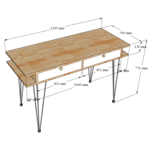 Compact Scandinavian Design Dressing <b>Table</b> with 2 Drawers & <b>Mirror</b> Solid Wood & MDF Chest of Drawers BTD68018 - Product Image 6