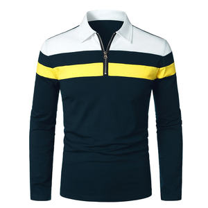 Elegante camiseta Polo a rayas con cuello acanalado y puños perfectos para uso diario o de golf - Product Image 1