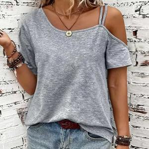 เสื้อยืดแขนสั้นแฟชั่นใหม่ผ้าคอตตอนสำหรับ MS-TS-219 100% 2025ไหล่ปรับแต่งได้คุณภาพสูงฤดูร้อน - Product Image 2