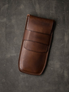 Grosir kustom jam tangan kulit cokelat elegan kulit asli Organizer berpergian dengan penutup kotak hasil akhir Premium Italia - Product Image 2