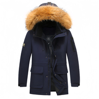 Manteau long en cuir véritable pour hommes, veste d'hiver imperméable pour temps froid, vêtements d'extérieur bouffants de luxe coupe-vent