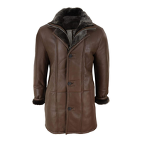 Manteau en cuir de mouton véritable de qualité supérieure respirant hiver chaud personnalisé pour hommes veste doublée de fourrure à double boutonnage