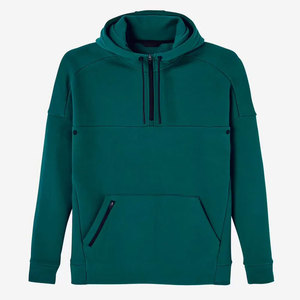 Sweat-shirt à capuche pour homme, fermeture éclair quart de tour, vert uni, coupe classique, vêtements décontractés d'hiver, tissu en molleton respirant, BRANIS SPORTS - Product Image 1