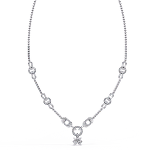 18K Gold Wedding <b>Necklace</b> with Lab Grown Round Diamond (Color <b>D</b>) for Women - Product Image 4
