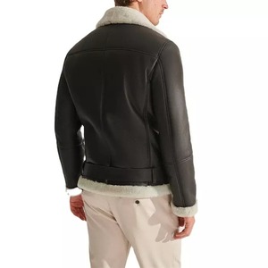 Winter Men's Leather Shearling <b>Jackets</b> Warm Eco-Friendly Waterproof Windproof Turn-down Collar Custom Logo - Product Image 6
