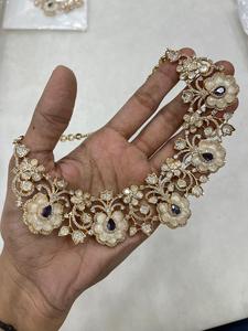 Belle Original Plaqué Or AD Pierres Classique Kundan Collier Ensemble Avec Boucles D'oreilles pour Femmes Mariages Fiançailles fête porter - Product Image 3