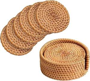 Sous-verres en rotin distinctifs avec des motifs artisanaux élégants idéaux pour améliorer l'apparence des tables à manger et des tables basses - Product Image 4