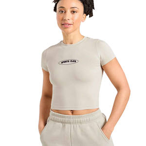 Femmes bébé t-shirts en gros à la mode haut court léger vêtements de sport d'été Slim Fit Fitness Yoga Gym haut d'entraînement à manches courtes - Product Image 1