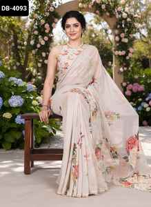 Les plus belles femmes portent un sari en tissu Georgette lourd avec bordure en dentelle Sari Wedding Wear Banarasi Silk Weaving Work Saree - Product Image 5