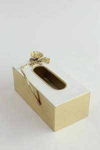 Porte-boîte à mouchoirs en feuille d'or de luxe distributeur de mouchoirs en acrylique moderne avec design de feuille élégant pour la maison et le bureau - Product Image 3