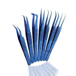 Pince à cils bleu titane outils d'extension de cils professionnels pour Volume Lash Artist Essentials fournisseur en gros - Product Image 4