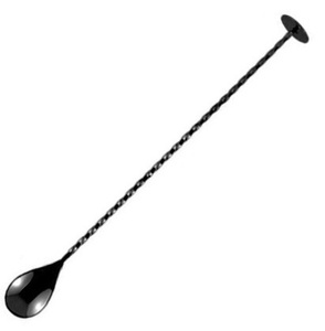 Cuchara de barra de acero inoxidable negra de lujo con diseño de gota de agua de mango largo Trident para mezclar cócteles para el hogar Bar Restaurante - Product Image 6