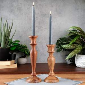 <b>Set</b> Of 3 Rustic Wood Metal Pillar <b>Candle</b> Holder Nordic Decorative Candlestick For Table Centerpiece Living Room Home Hotel Decor - Product Image 2