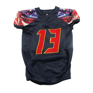 Uniforme de football américain respirant à manches courtes, imprimé sur mesure, vêtements d'entraînement et de match d'équipe, haute qualité, commandes en gros - Product Image 2