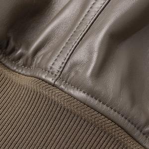 Chaqueta de Cuero de Oveja para Hombre, Estilo Urbano, Ajustada, Informal, con Cuello Alto, Logotipo Frontal, Resistente al Viento, Talla Grande - Product Image 3