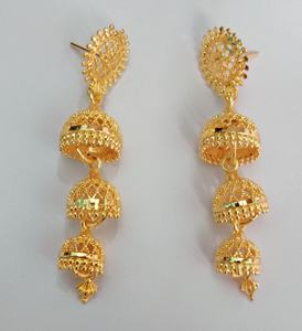 Nuevo juego de pendientes al por mayor Spot con pendientes Jhumka chapados en oro de 22CT, joyería para mujer, ropa de exportadores indios - Product Image 3