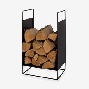 Porte-bûches moderne en fer forgé Support métallique intérieur robuste avec rangement à double niveau pour le bois d'allumage et les bûches fendues plus grandes - Product Image 4