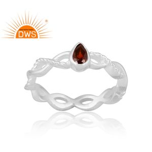 แหวนพลอยโกเมนธรรมชาติ ดีไซน์ทันสมัยสวยงาม 925 เงินแท้ ออกแบบเองได้ สำหรับผู้หญิง ของขวัญสำหรับเธอ - Product Image 1