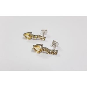 Boucles d'oreilles classiques en citrine en or blanc et or rose 14K/18K, clous et pendantes, avec diamant, pour fiançailles - Product Image 3