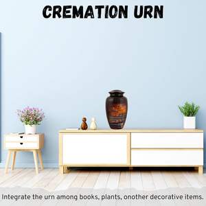 Urna de cremación de aluminio hecha a mano naranja y negra para adultos, recuerdo de cenizas conmemorativas funerarias seguras y duraderas, tamaño personalizado - Product Image 2