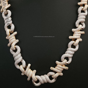 Cadena de eslabones cubanos de moissanita masiva de 20mm, de plata 925 Baguette, piedras de Color VVS D redondas, collar Unisex de todas las longitudes, estilo helado - Product Image 1