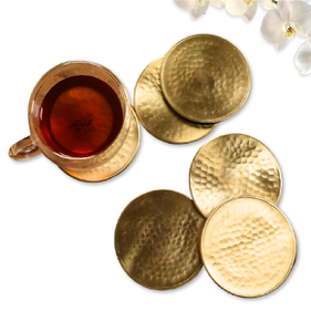 Posavasos de Latón Ecológicos Hechos a Mano y Personalizables para Cafeterías, Restaurantes y Uso Doméstico, Diseño Martillado, Posavasos Metálicos para Servir Bebidas - Product Image 6