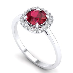 Anillo de Rubí de Corte Brillante Redondo Personalizado REYES de 1 Quilate en Plata de Ley 925 con Certificado GRA, Joyería de Moissanita para Mujer - Product Image 2