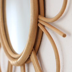 กระจกหวายสานรูปหัวใจทำด้วยมือกระจกตกแต่งผนังสไตล์โบฮีเมียนสีธรรมชาติดีไซน์เก๋ไก๋สไตล์โบฮีเมียนสำหรับตกแต่งภายในร้าน - Product Image 4