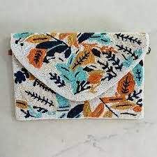 Unique Bohemian Style Embroidery Pearl Evening Clutch <b>Bag</b> Fancy Design Lining Wholesale - Product Image 3