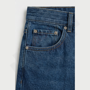 Pantalon en jean bleu coupe slim oversize longueur ras du sol, style vintage américain, décontracté pour homme, délavé moyen, pour l'été, en gros - Product Image 5