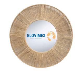 Espejo Redondo de Yute Hecho a Mano Estilo Vintage Vietrustic, Decoración de Pared Ecológica de Color Natural para Muebles de Sala de Estar - Product Image 1