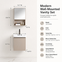 Meuble-lavabo mural moderne pour salle de bain, en SPC, avec miroir et lavabo, résistant à l'eau, facile à nettoyer, pour hôtel, appartement, villa, salle de bain