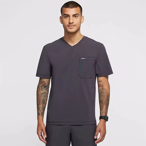 Uniforme de enfermera de manga corta con cuello en V personalizado al por mayor, pantalones para correr, conjunto médico para hombres, para hospitales, uniformes médicos fabricados - Product Image 2