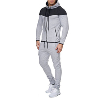 Ensemble de course et de jogging pour hommes, respirant, à séchage rapide, pour sports de plein air, avec haut à capuche et pantalon à poches zippées