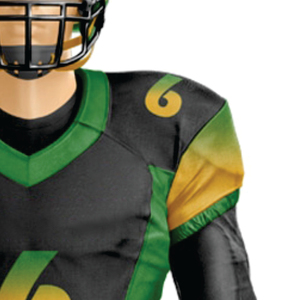 Uniforme de football américain sublimé en polyester 100% personnalisé pour hommes respirant noir vert matériel d'équipe en sergé court devant - Product Image 4