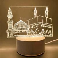 Eid Mubarak 3D Led Lampe Ramadan Veilleuse Led Lune Étoile Eid Chambre Décoration Lumière Ornement Ramadan Décoration